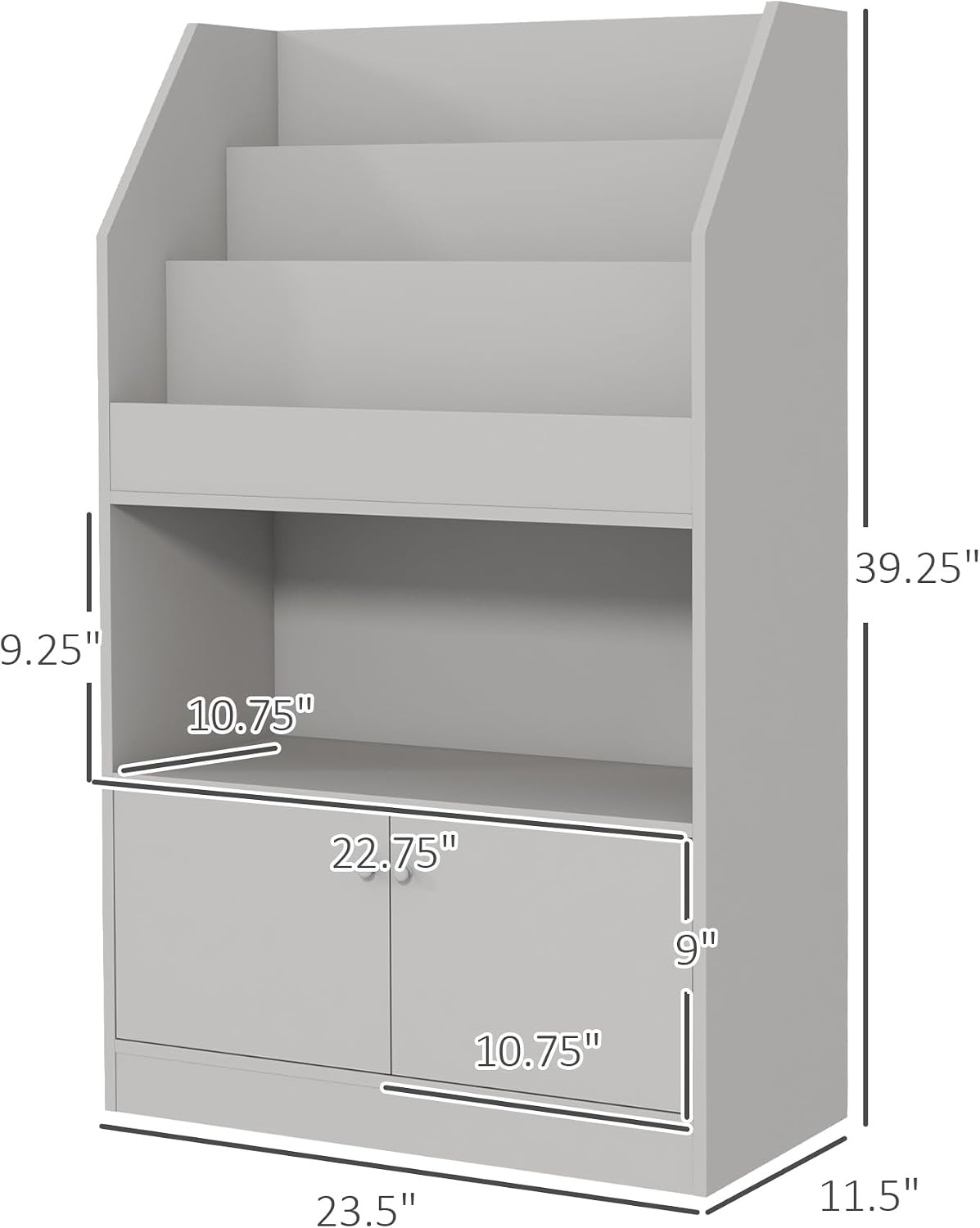 Toy Storage Cabinet, Bookcase Bookshelf for Room, Bedroom, Playroom, Nursery, Gray