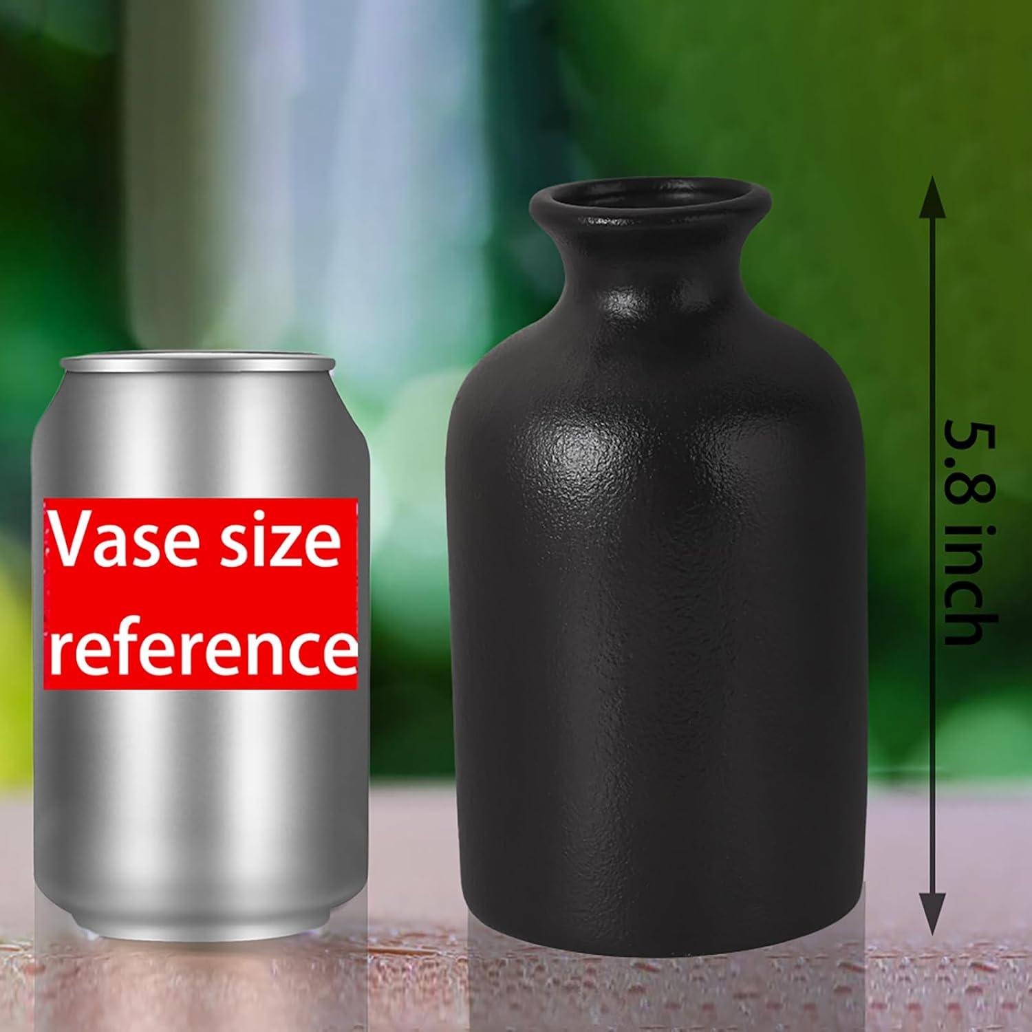 Premium Ceramic Vase, Minimalism Style Black Vases for Dried Flowers Plants Pampas Grass Vase, Frosted Elegant 6" H Vase for Modern Table Shelf Wedding Home Decor (Medium)
