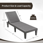 Giantex Lounge Chair, Outdoor Sun Tanning Chair with 5-Position Adjustable Backrest, Lightweight Design, Weather-Proof and Rust-Resistant, Pool Lounger for Patio, Beach, Balcony, Poolside (2, Gray)