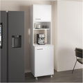 Kitchen Pantry Cabinet with Two Doors, Open Middle Shelf and Upper Storage, White,for Kitchen