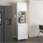 Kitchen Pantry Cabinet with Two Doors, Open Middle Shelf and Upper Storage, White,for Kitchen