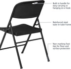 Amazon Basics Sturdy Foldable Portable Plastic Chair, 350-Pound Capacity, Supportive Seating for Events, Space-Saving, Black, 6-Pack