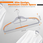 Plastic Hangers 10 Pack, Cascading Slim Space Saving Clothing Hangers with 360° Rotating Hook, Non Slip Clothes Hangers for Sweater Shirt, Heavy Duty Coat Hanger with Inner Hook for Closet, Grey