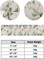 Eucalyptus Leaves Bed Runner Scarf Cal King Size, Spring Summer Botanical Sage Green Rustic Luxury Bed Throw Runners & Scarves for Twin Full Queen King Foot of Bed, Hotel Wedding Decoration, 102"x20"