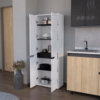 23.6" D*11.8" W*66.9" H Freestanding Storage Cabinet with 3 Shelves, Double Door, Rectangular Kitchen Pantry, Modern Minimalist, for Living Room, Dining Room, White