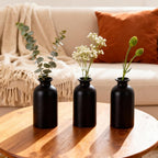 Black Ceramic Bud Vases Set of 6 – 5in Small Vases for Dry Flowers or House Plants, Modern Boho Decorative Vases for Wedding, Home, Table Centerpieces, Mantel or Office Decor