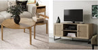 Nathan James Kendall Round Nesting Coffee Set of 2, Light Brown & 74101 Mina Modern TV Stand, Oak Wood Finish, Oak/Black