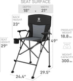 EVER ADVANCED Tall Camping Directors Chair with Cup Holder 31", Bar Height Folding Chair for Camping, Sports with Carry Bag, Mesh Pockets and Footrest, Heavy Duty 300 lbs, Black