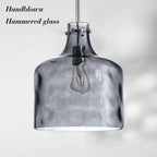 CATINER 16" Extra Large Farmhouse Pendant Light – Hand-Blown Smoked Gray Hammered Glass Shade, Polished Chrome Finish, Adjustable Chain Hanging Light Fixture for Kitchen Island, Dining Room, Hallway