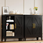 32" Metal Kitchen Pantry Cabinet,Floor Bathroom Storage Cabinet with 2 Adjustable Shelves,Freestanding Sideboard for Small Spaces, Living Room, Hallway, Dining Room,Black
