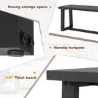 Giantex 56.5" L Wood Dining Bench, Industrial Table Bench w Metal Frame, Adjustable Footpads, 440LBS Load Capacity, Farmhouse Bench for Kitchen, Dining, Living Room, Entryway (Black, Rectangular)