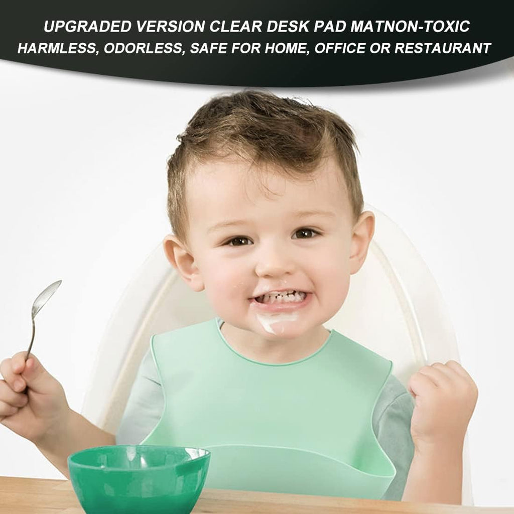 14x24 inch Clear Table Protector Plastic PVC Desk Protector Tablecloth Cover Office Desk Pad Mat Wood Furniture Glass Dining Tabletop Countertop Protection Waterproof Rectangular with Free Mouse Pad