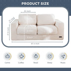 MAXYOYO Bean Bag Chair for Adults, Upholstered Loveseat Floor Sofa with Pillows and Armrests, Large Bean Bag Sofa Plush Couch for Bedroom Living Room, White