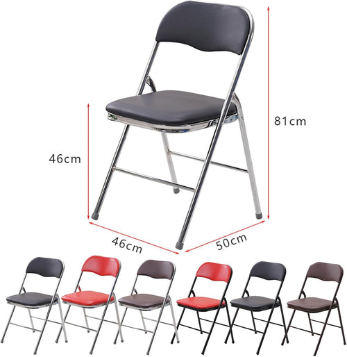 1 Pack Folding Chairs Stool Black Low Back with Padded Cushion，Metal Frame Meeting Room Office Chair for Bedroom Patio Party Event(Browns,Baking Paint)