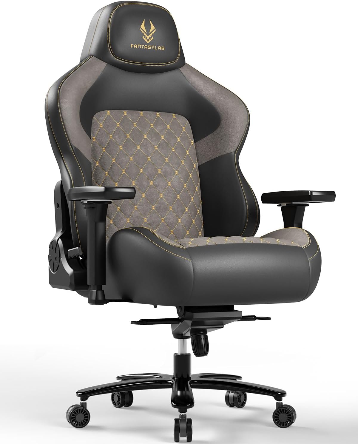 Fantasylab Big and Tall Gaming Chair 440LBS Heavy Duty High-Back Computer Chair with Memory Foam Lumbar Support, 4D Adjustable Armrests, Metal Base, Swivel & Recline for PC Gaming and Office