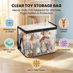 3 Pack Extra Large Clear Storage Bags with Zipper and Handles - Heavy Duty Waterproof PVC Storage Organizer for Clothes, Blankets, Bedding, Toys & Moving, Transparent Foldable (black, Large)