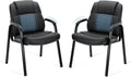 Sweetcrispy Waiting Room Office Guest Chairs Set of 2, PU Leather Big and Tall No Wheels Executive Office Chair with Padded Arms for Reception Conference Room Lobby