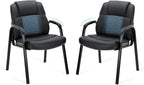 Sweetcrispy Waiting Room Office Guest Chairs Set of 2, PU Leather Big and Tall No Wheels Executive Office Chair with Padded Arms for Reception Conference Room Lobby