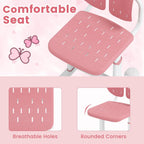 Costzon Kids Desk Chair, Height-Adjustable Study Chair w/Breathable Seat, Double Back Support & Heavy Duty Metal Frame for 3+ Years Old Students Boys & Girls (Pink)
