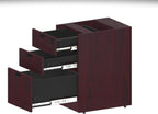 Boss Office Products Holland 71" Executive Desk and Credenza with Dual File Storage Pedestal and Hutch, Mahogany
