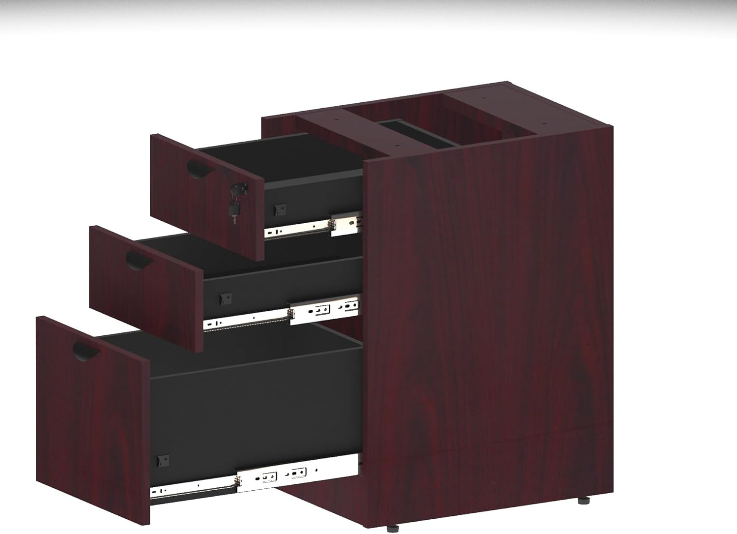 Boss Office Products Holland 71" Executive Desk and Credenza with Dual File Storage Pedestal and Hutch, Mahogany
