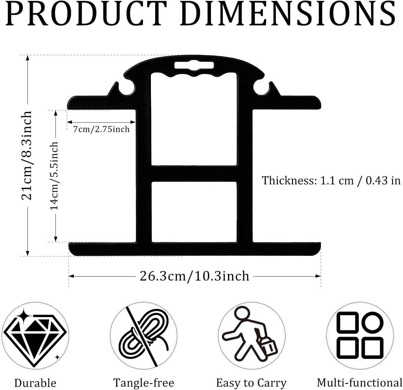 Extension Cord Holder Heavy Duty 1 Pcs, Christmas Light Storage Reels with Carrying Handle, ABS Durable H-shape Storage for Cable Management and Hose Storage, Black