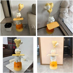Adorable Cartoon Side Table with Tray, Creative Resin Side Table with Balloons Decor and Base for Living Room, Bedroom, Requires Assembly
