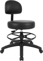 TAKE UR SEAT® Economical Multi-Purpose Medical Spa Drafting Stool with Adjustable seat and Back Height. Comfortable Thick seat Padding. Easy to Clean (Med. Bench Height Black)