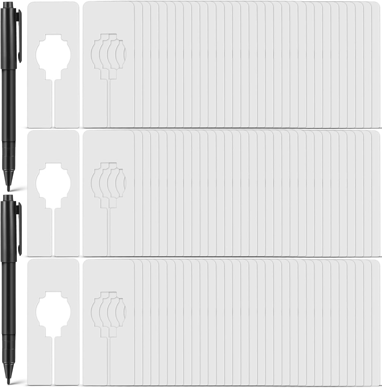Blulu 25 Pack Closet Rack Dividers Rectangular with Marker Pen White Clothing Hanger Dividers Writable and Reusable for Sorting Clothing Size, Color
