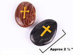 ROCKIMPACT 100PCS Cross Engraved Rocks Inspirational Stones Clinging Cross Heavenly Blessings Gifts Faith Stones Novelty Gratitude Rocks Healing Prayer Stones Encouragement Rocks Wholesale, 2"-3" ea