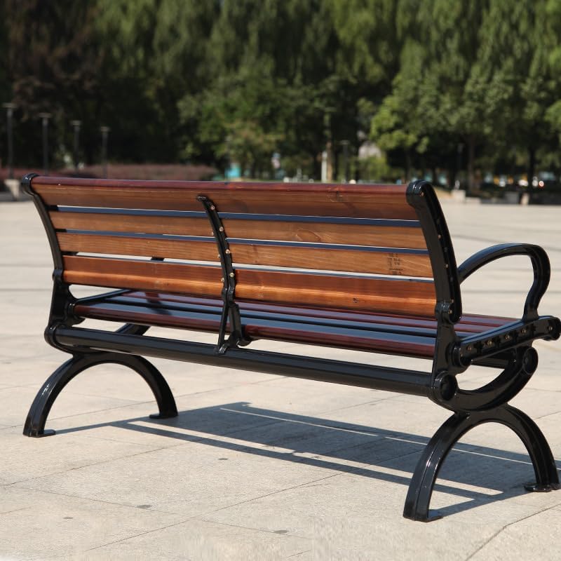 Patio Benches for Outdoors Park Chair Outdoor Bench Courtyard Double Backrest Plastic Wood Leisure Seat Iron Art Garden Benches for Outdoors