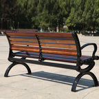 Patio Benches for Outdoors Park Chair Outdoor Bench Courtyard Double Backrest Plastic Wood Leisure Seat Iron Art Garden Benches for Outdoors