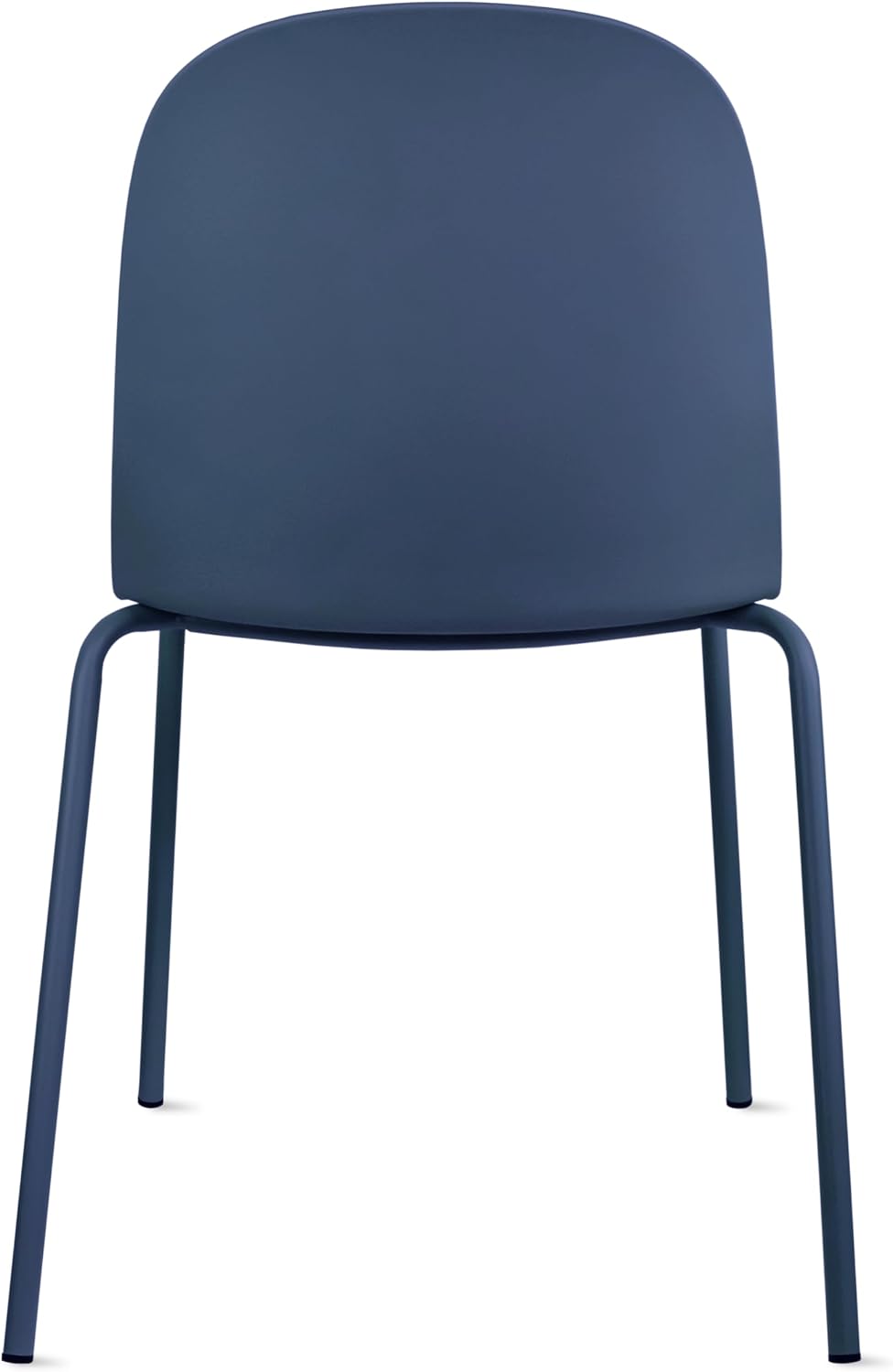 2xhome Set of 4 Modern Stackable Armless Dining Chairs | Plastic Shell Seat with Metal Legs | Indoor or Outdoor Use | Home Kitchen Patio, Blue