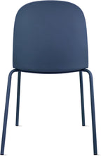 2xhome Set of 4 Modern Stackable Armless Dining Chairs | Plastic Shell Seat with Metal Legs | Indoor or Outdoor Use | Home Kitchen Patio, Blue