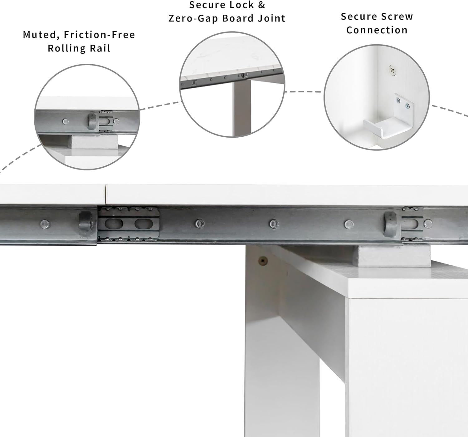 Transformer Table, Extendable Dining Table for 2-12 People, Marble White