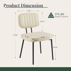 Dining Chairs Set of 4, Modern PU Leather Upholstered Kitchen Chairs with Metal Legs, Mid Century Shell Backrest Side for Dining Room Living Room, Beige White