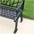 Outdoor Bench, Outdoor Park Garden Chair Cast Iron Garden Bench Hollow Frame Backrest Leisure Seat with Armrests Black Wrought Iron Outdoor Furniture (150 CM) Garden Bench