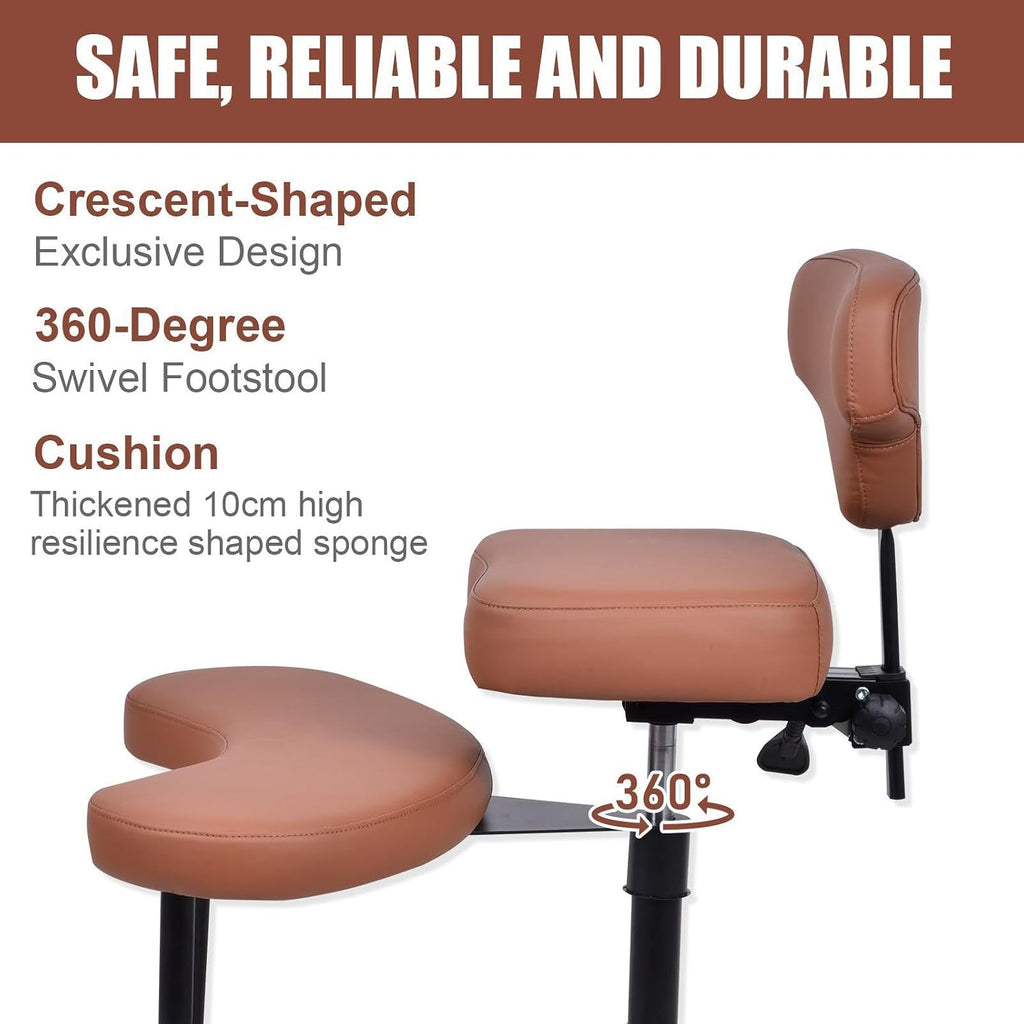 Ergonomic Criss Cross Chair for ADHD, Height Adjustable 47.5-59cm, Dual-Layer Cushion Converts to Regular Seat, PU Leather, Wheels, Adjustable Backrest 90-120°, Perfect for Home Office Meditation