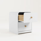 Storkcraft Next Santos 2-Drawer Nightstand, White with Natural | GREENGUARD Gold Certified, Pre-Installed Drawer Tracks for Easier Assembly, Nightstand Organizer for Kids Bedroom