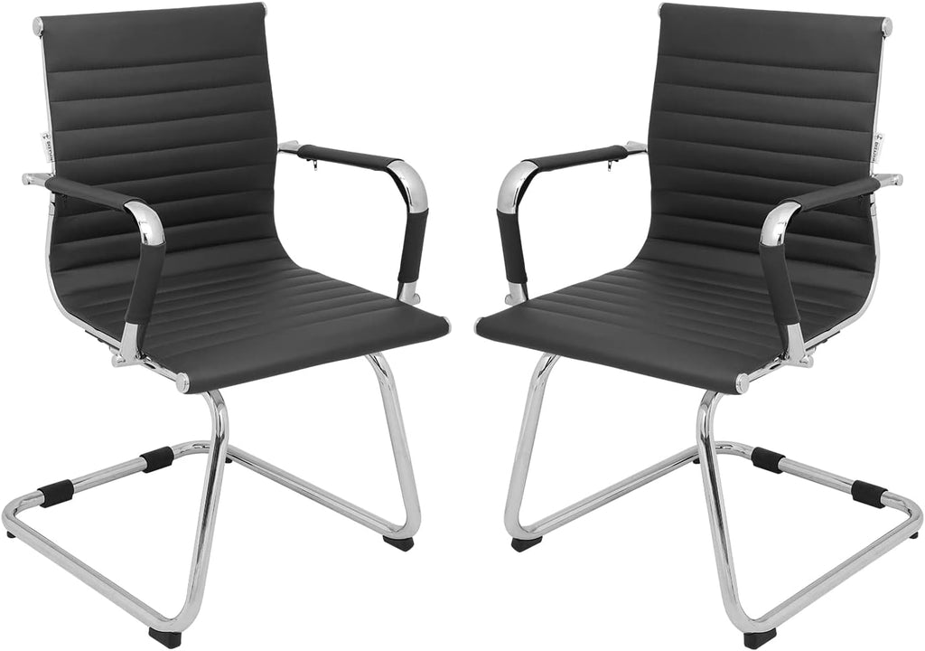 Okeysen Conference Room Chairs Set of 2, Waiting Room Office Guest Chairs, Reception Chairs with Mid Back & Sled Base