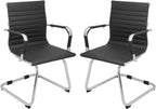 Okeysen Conference Room Chairs Set of 2, Waiting Room Office Guest Chairs, Reception Chairs with Mid Back & Sled Base