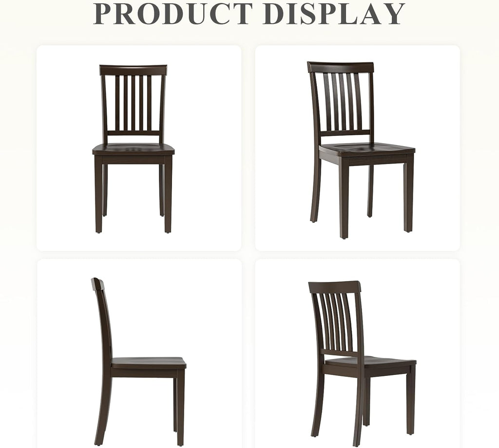 Farmhouse Dining Chairs Set of 6 – Solid Wood Rustic Kitchen Chairs with Spindle High Backrest and 17.3-Inch Wide Seat, French Country Style for Dining Room
