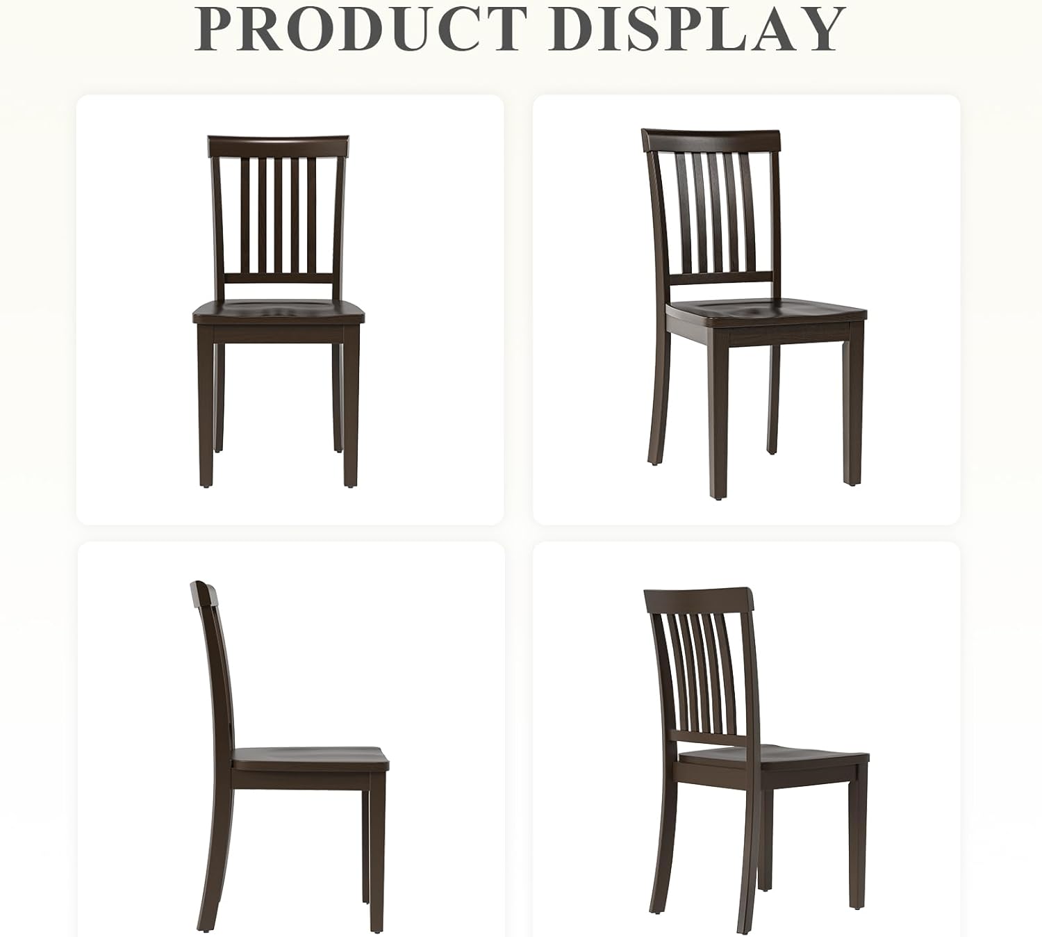 Farmhouse Dining Chairs Set of 6 – Solid Wood Rustic Kitchen Chairs with Spindle High Backrest and 17.3-Inch Wide Seat, French Country Style for Dining Room