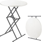 FanttikOutdoor 32" Round Folding Table 4 Heights Adjustable, One-Hand Quick Lift, Instalift, Plastic Portable Indoor Outdoor Table for Parties Commercial Events, 1 Pack, Granite White Zeta O3 Pro