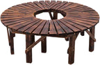 Circular Wooden Patio Wrap Seat Chair,Solid Wood Slatted Seat Fan-Shaped Garden Tree Bench,for Yard/Porch/Lawn/Patio