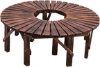 Wooden Curved Benches,Tree Bench Wrap Around Semi Circle Park Tree Bench Seat,for Yard/Porch/Lawn/Patio