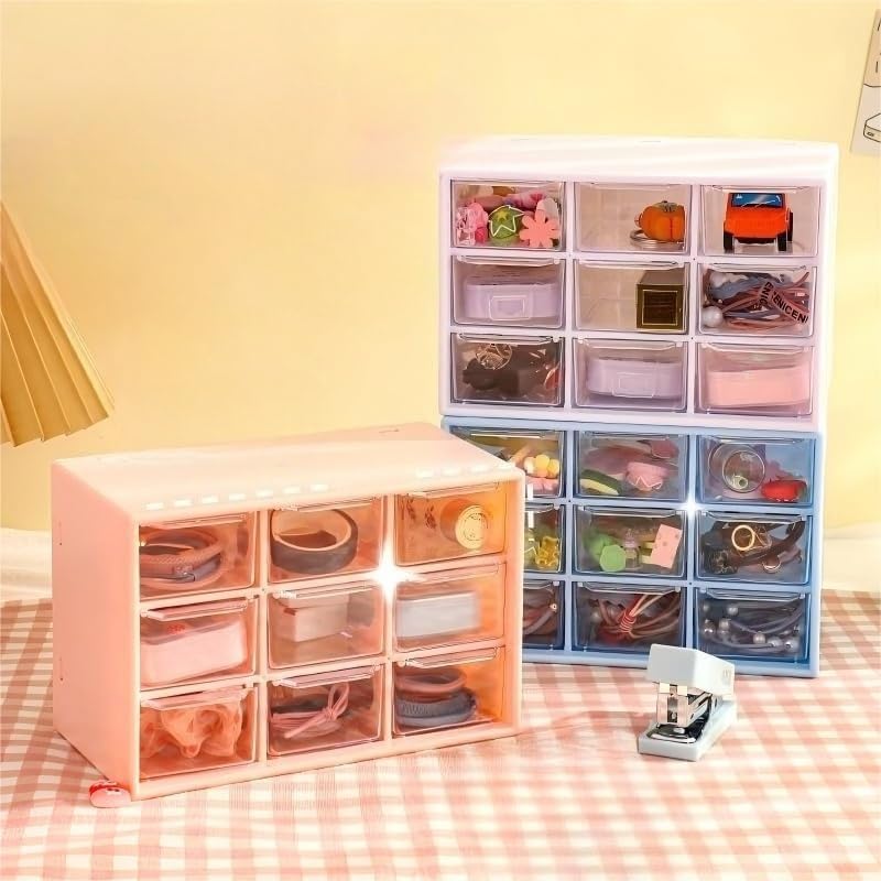 1 Pack Green 9-Compartment Plastic Desk Organizer Box - Desktop Drawer Storage for Hardware, Beads, Makeup, Office & Craft Supplies
