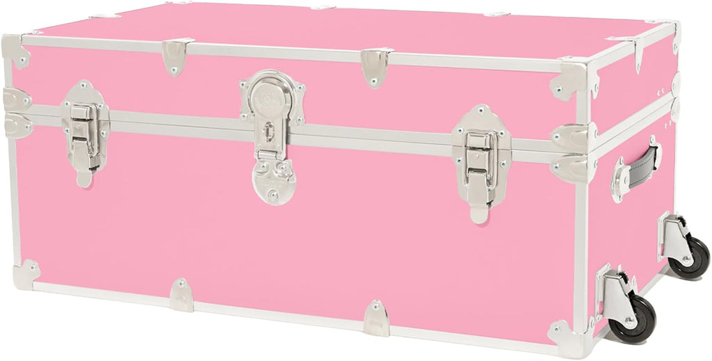 Rhino Trunk & Case Classic Camp & College Trunk with Wheels. 30"x17"x13", 1500+ lbs Capacity - Many Colors, Soft-Close Lid. Strong, USA Made Summer Camp Footlocker and Secure Dorm Storage Chest