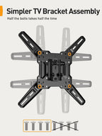 Perlegear Full Motion TV Mount for Most 26–65 inch Flat or Curved TVs up to 82 lbs, Wall Mount TV Bracket with Articulating Arms, Tool-Free Tilt, Swivel, Extension, Max VESA 400x400mm, PGMF3