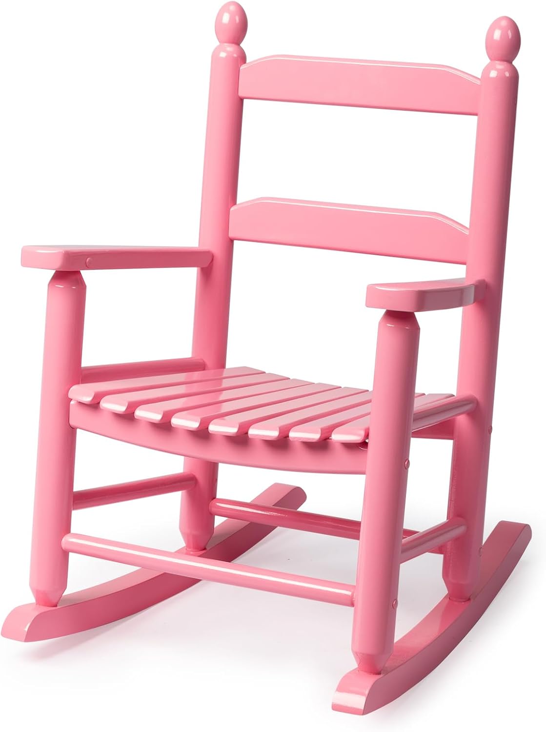 Outvita Outdoor Children's Rocking Chair, All-Weather Wooden Porch Rocker with High Backrest, Ideal for Garden, Yard, and Balcony, Patio Rocking Chair Suitable for Kids Ages 3-6(Pink)